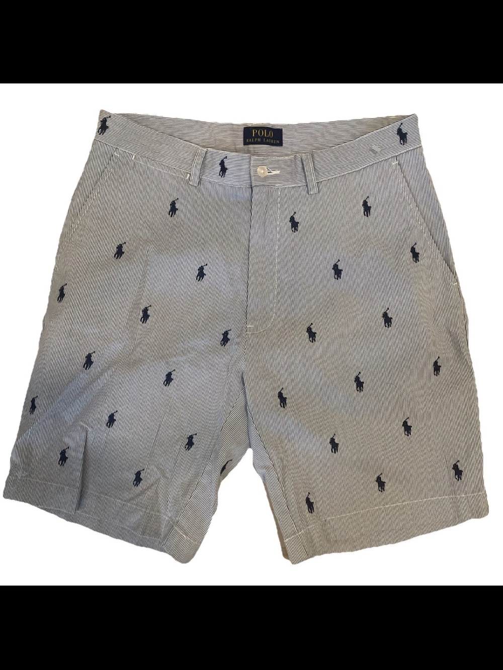 Polo Ralph Lauren Mens Size 31 Classic Shorts All Over Pony Blue Striped